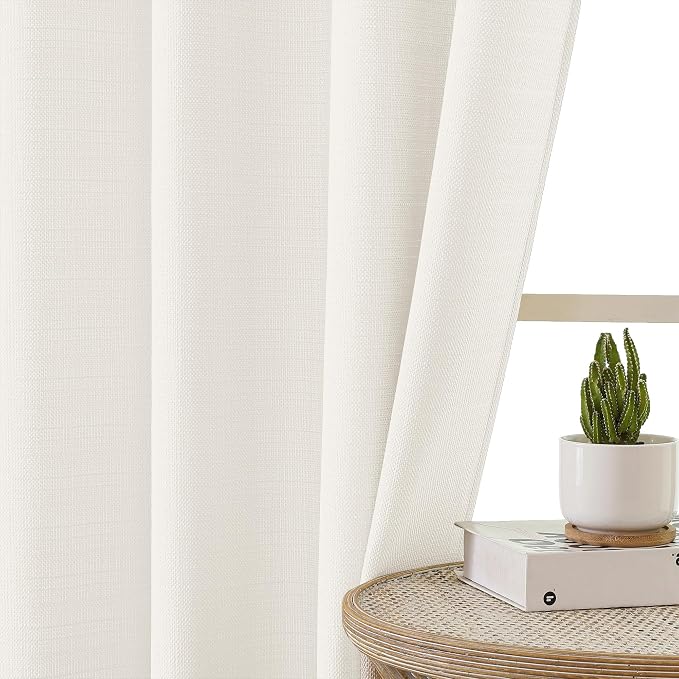 Chyhomenyc Cream Valance for Windows, Light Filtering Faux Linen Solid Short - Image 8