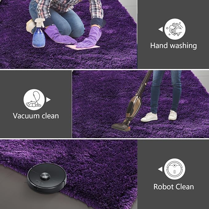 Shag Area Rugs for Bedroom Living Room, 6X9 Ultra Soft Purple Fluffy Area Rugs - Image 7