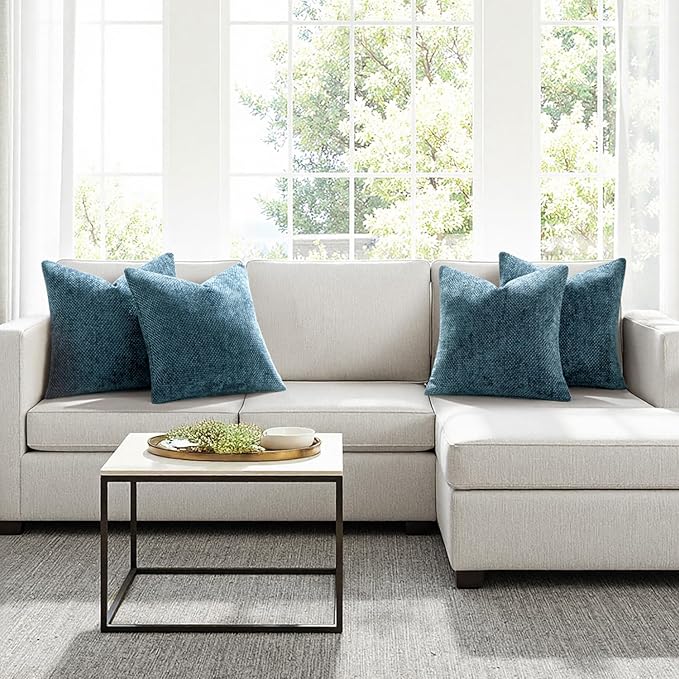 MIULEE Pack of 4 Couch Throw Pillow Covers 20x20 Inch Smoke Blue Soft - Image 4