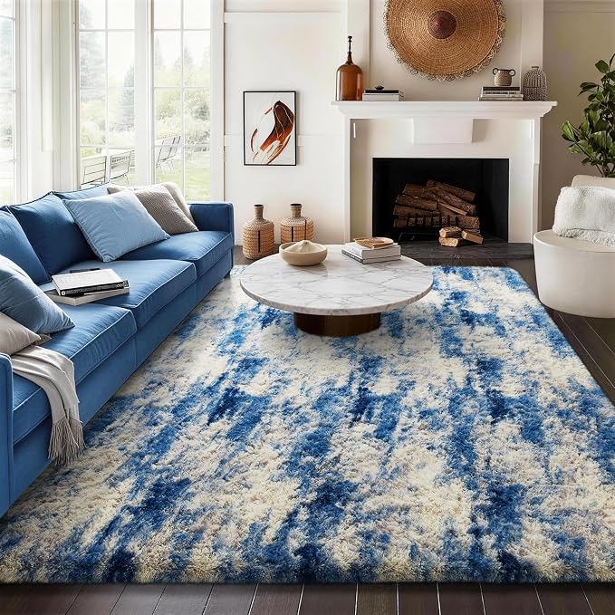 Ophanie Blue White and Grey Area Rugs - Image 3