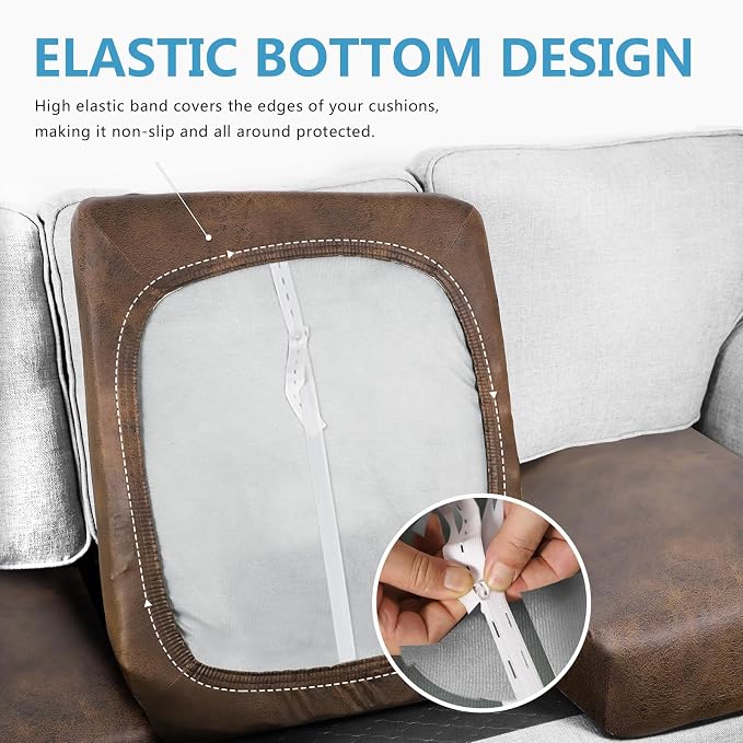 Leather Look Couch Cushion Covers Sofa Seat Slipcovers Sets Couches Furniture - Image 3