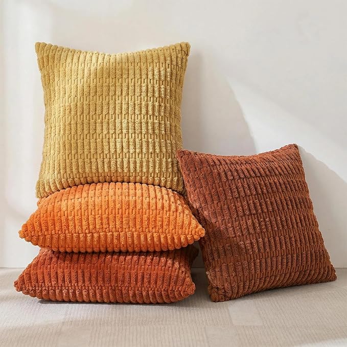 Fancy Homi Set of 4 Fall Decorative Throw Pillow Covers 12x12 Inch - Image 2