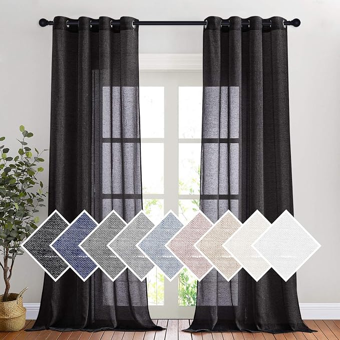 NICETOWN Linen Textured Sheer Curtains 108" L by NICETOWN