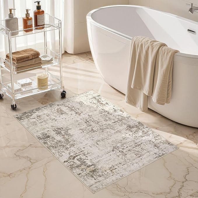 UERMEI 2x3 Entryway Area Rug: Washable Neutral Modern Abstract Small Rug - Image 7