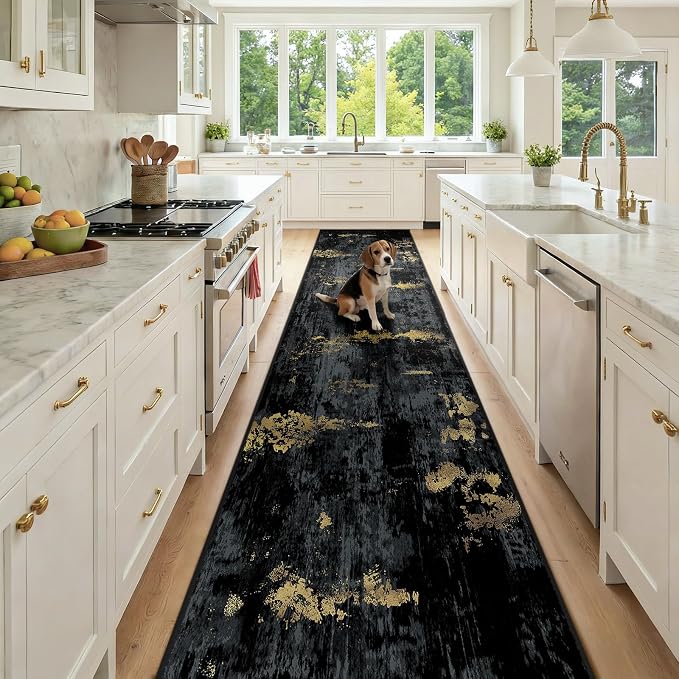Washable Area Rugs 2'6'' x12 Non-Slip Modern Abstract Soft by RELEANY