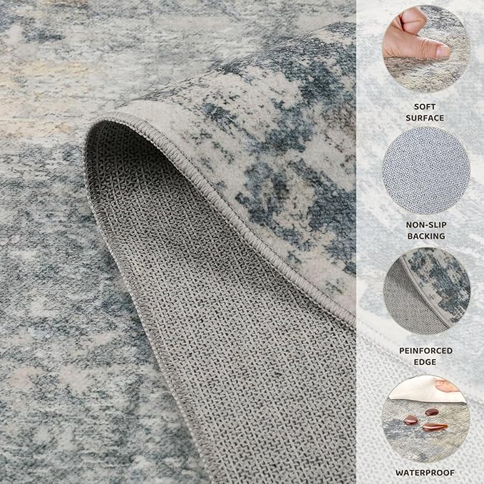 UERMEI 2x3 Entryway Area Rug: Washable Neutral Modern Abstract Small Rug - Image 6