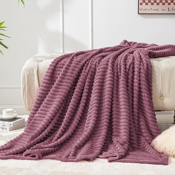 BEDELITE Fleece Blanket Twin Size – 3D Ribbed Jacquard Soft and Warm Decorative - Image 7