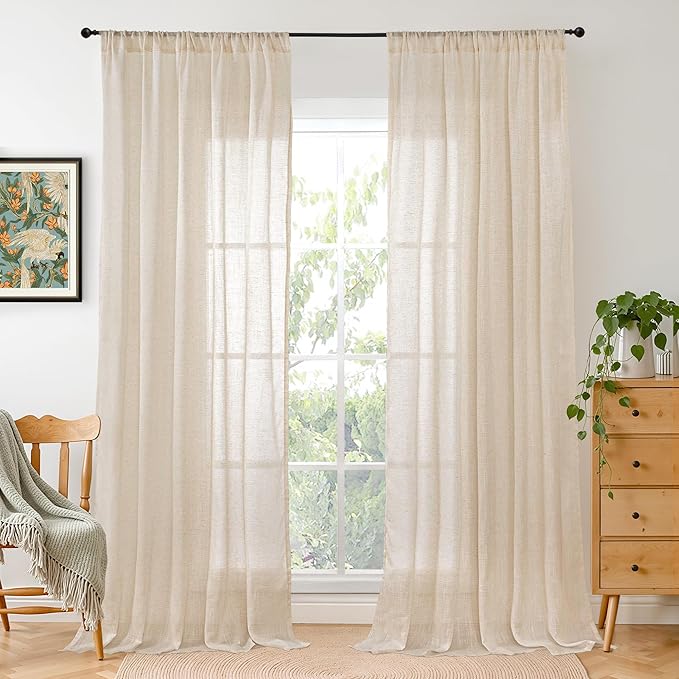 BGment Natural Linen Curtains 96 Inches Long by BGment