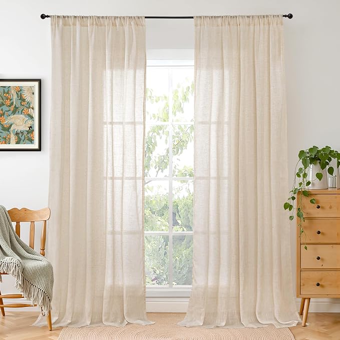 BGment Burlap Linen Curtains 84 Inch Length by BGment