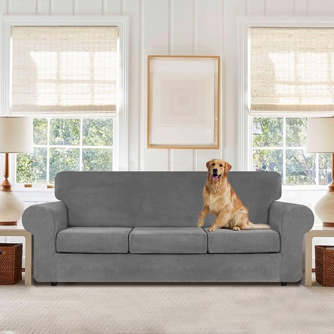 WEERRW 4 Pieces Velvet High Stretch Couch Covers - Image 2