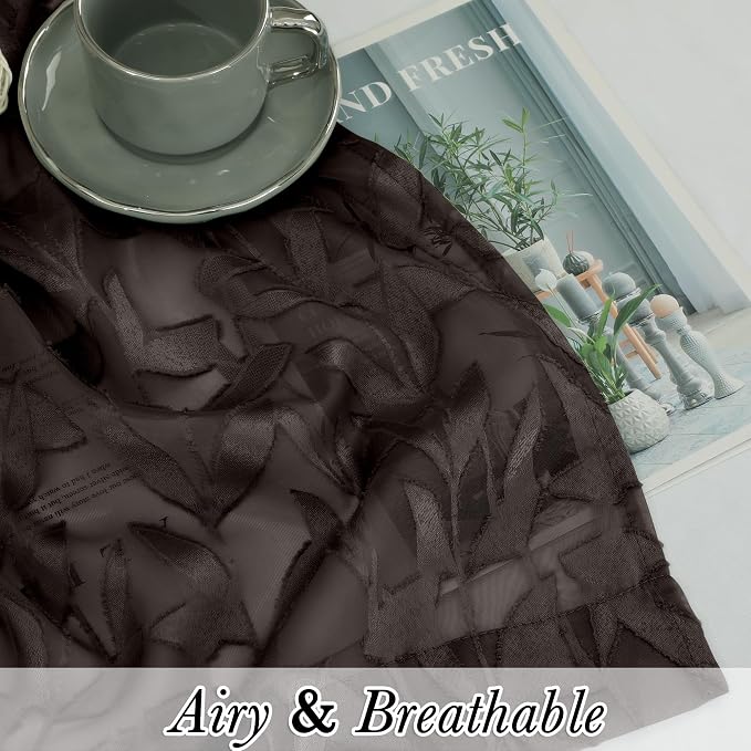 Lecloud Leia Sheer Chocolate Brown Window Curtains - Image 8