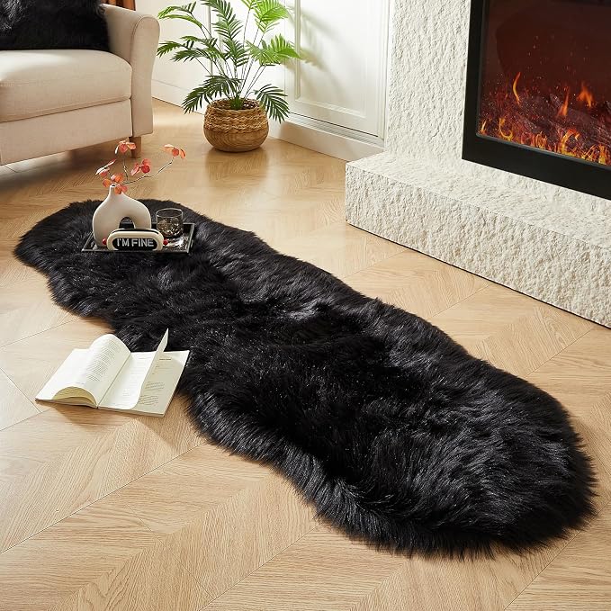 AMTOVO Faux Sheepskin Rug, 2 x 6 ft Faux Fur Rug - Image 3