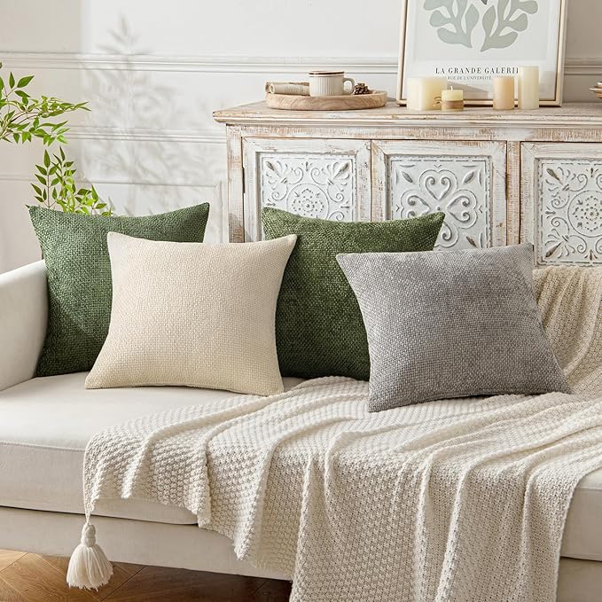MIULEE Pack of 2 Couch Throw Pillow Covers 20x20 Inch Olive Green Modern Boho - Image 4