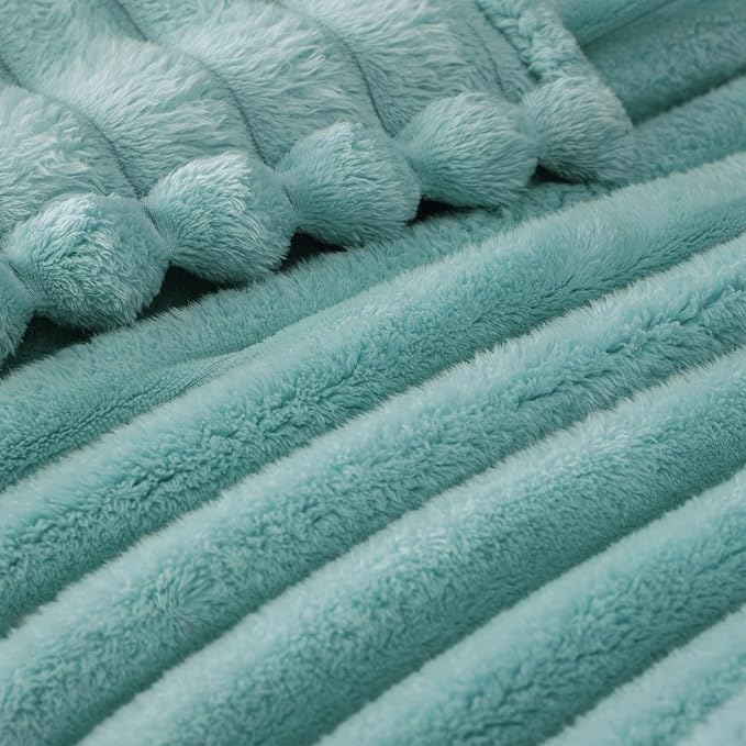 Exclusivo Mezcla Twin Size Flannel Fleece Blanket, Super Soft Striped Jacquard - Image 4