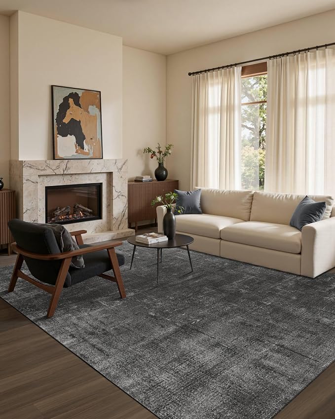 Latte&Fog 5x7 Area Rugs for Living Room Bedroom, Boho Non Slip Low Pile Carpet - Image 3
