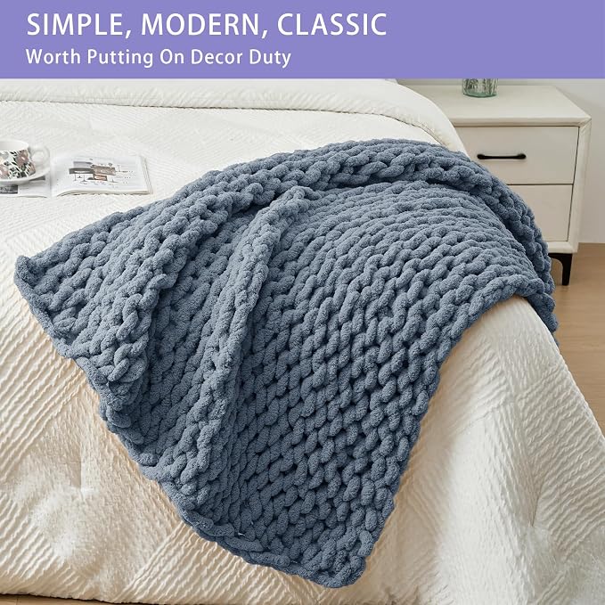 Bigacogo Chunky Knit Throw Blanket - Image 3