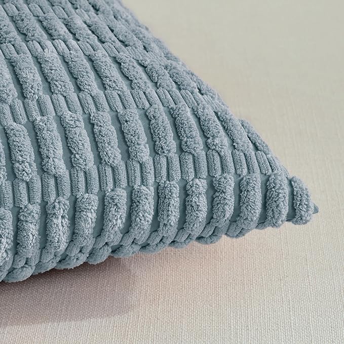 Fancy Homi 4 Packs Boho Light Blue Decorative Throw Pillow Covers 20x20 Inch - Image 4