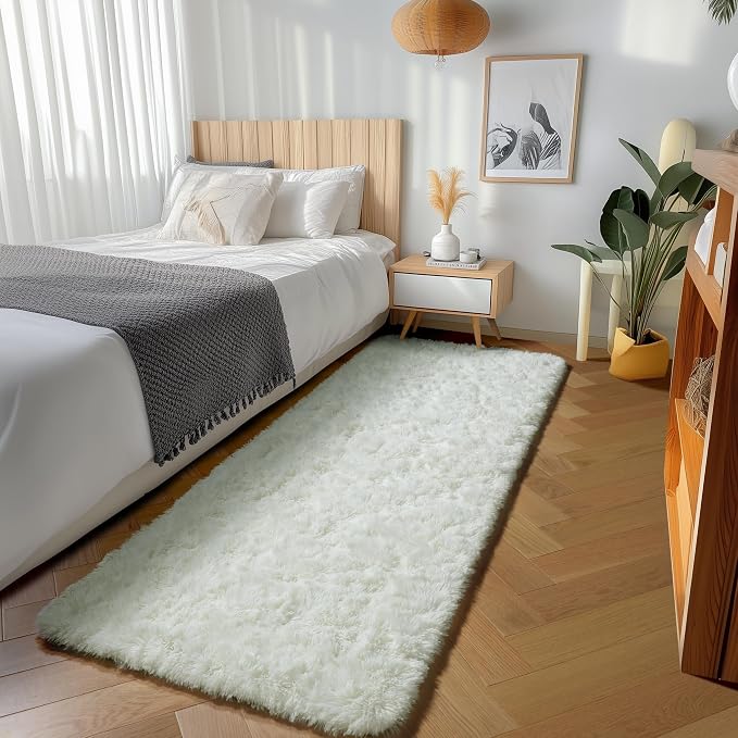 ONASAR Cream White Runner Rugs for Bedroom Living Room, Ivory Fluffy 2x6 - Image 4
