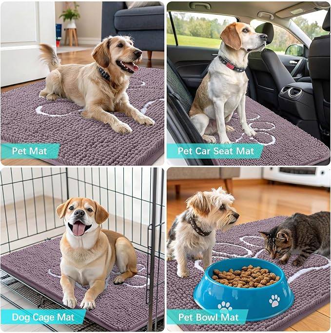 OLANLY Dog Door Mat for Muddy Paws 36x24, Paw Print Design, Absorbs Moisture - Image 7