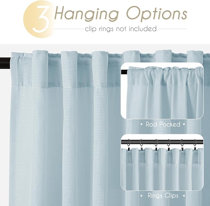 Sky Blue Curtains 84 inch Length - Image 2