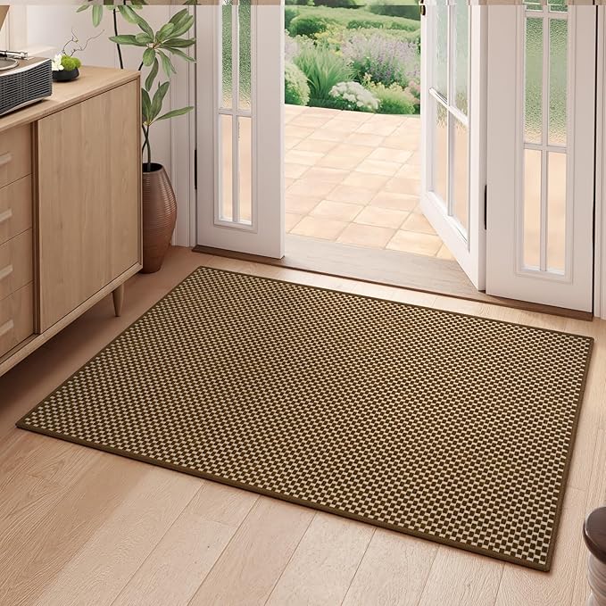 YDKGL 2x3 ft Indoor Door Mat Entryway Rug Non Slip Boho Woven Washable Small by YDKGL