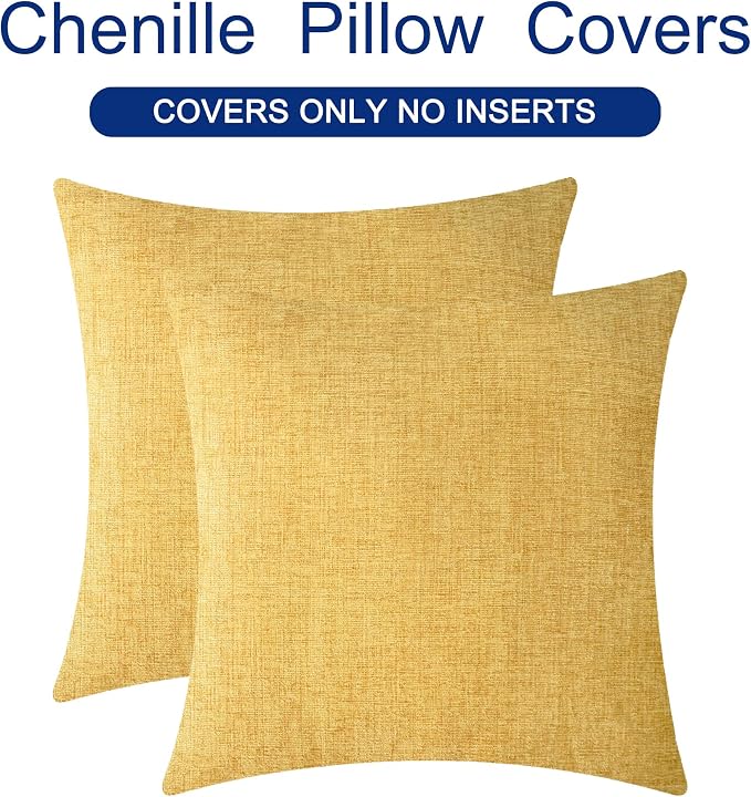 CaliTime Throw Pillow Covers Decorative 24 X 24 Inches Pack of 2 Cozy Chenille - Image 6