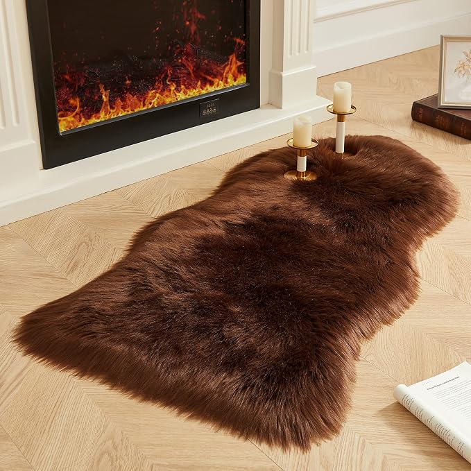 AMTOVO Faux Fur Rug, Coffee Area Rug, Fluffy Sheepskin Rug, Fuzzy Ultra Soft 2 by AMTOVO