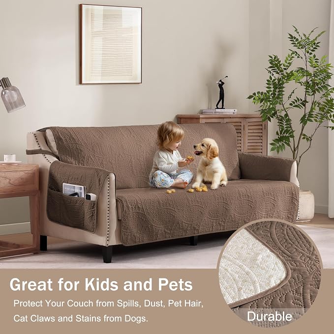 Toffee Loveseat Covers for 2 Cushion Couch, Water-Repellent Covers for Love - Image 2