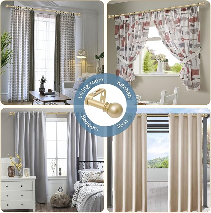 Gold Curtain Rods for Windows 28 to 60 Inch - Image 6