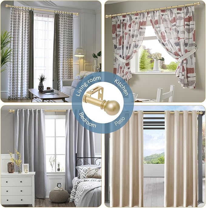 Gold Curtain Rods for Windows 28 to 48 Inch, 2 Pack 5/8" Diameter Heavy Duty - Image 6