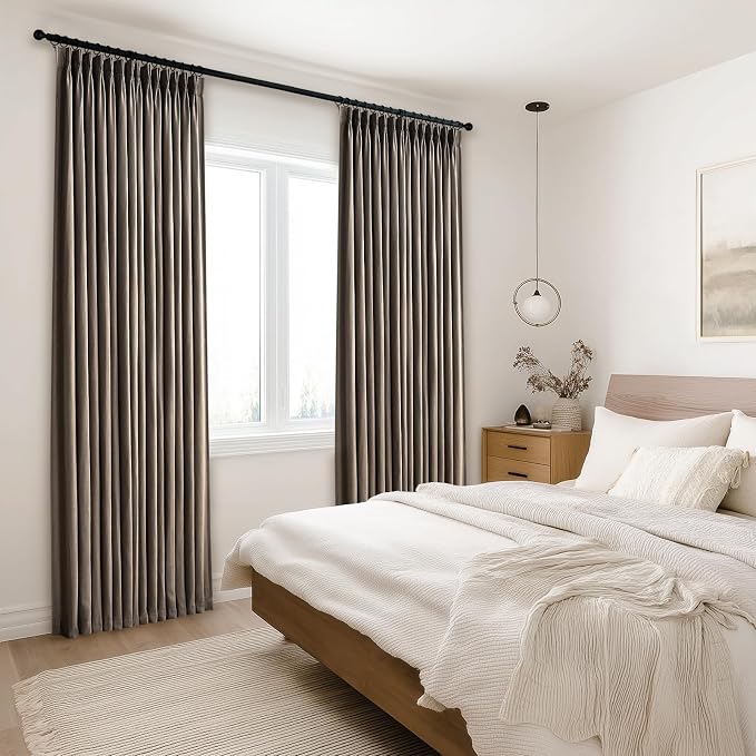 100 Inches Long Pleated Sheer Curtains, Dark Linen Blended Light Filtering - Image 2