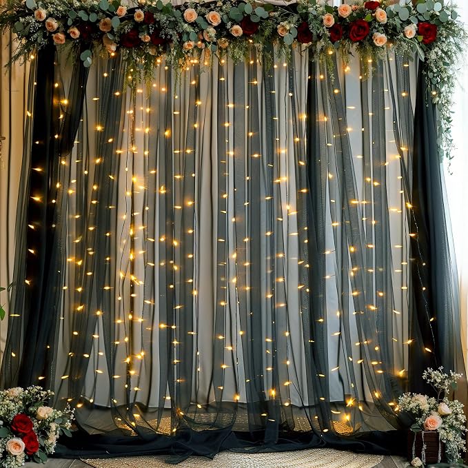 10ft x 15ft Black Tulle Backdrop Curtain - Image 8