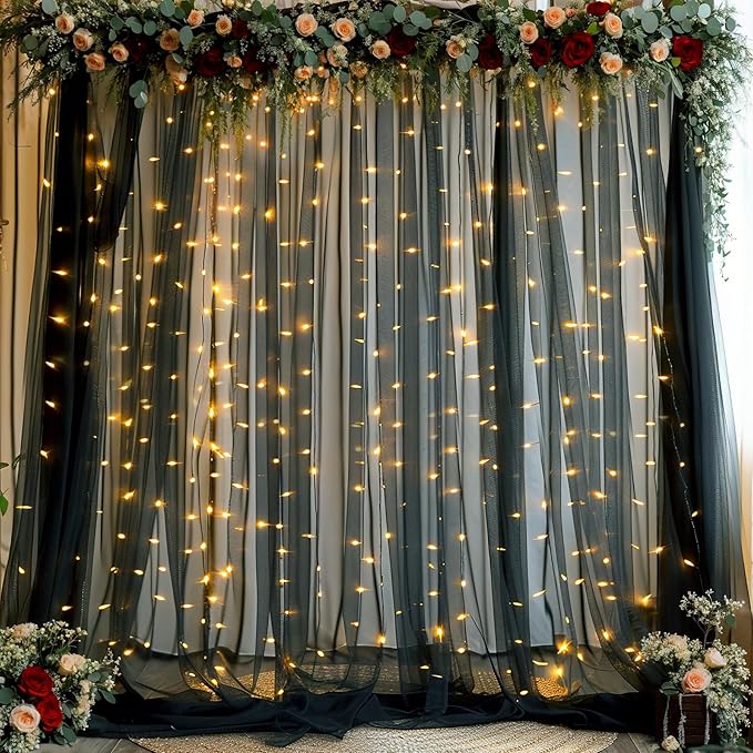 20ft x 15ft Black Tulle Backdrop Curtain - Image 5