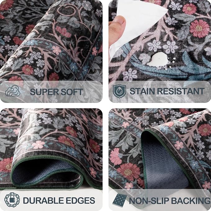6x9 Washable Area Rugs for Living Room, Stain Resistant Vintage Rugs for Dining - Image 5