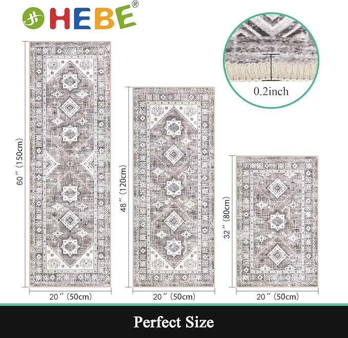 HEBE Boho Kitchen Rug Sets 3 Piece - Image 2