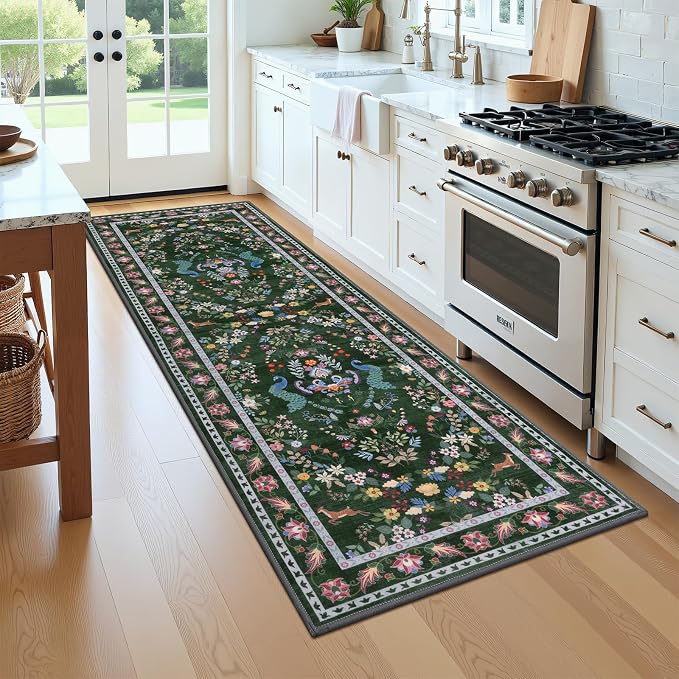 HEBE Washable Hallway Runner Rug 2'x 8' Non Slip Kitchen Rugs Runner, Low Pile - Image 9