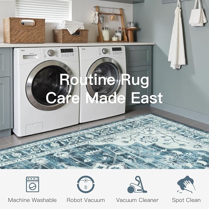 Lofus 8x10 Washable Area Rug, Vintage Floral Rugs - Image 5