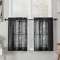Simplebrand Semi Sheer Black Curtains 30 Inch Length 2 Panels, Geometric by Simplebrand