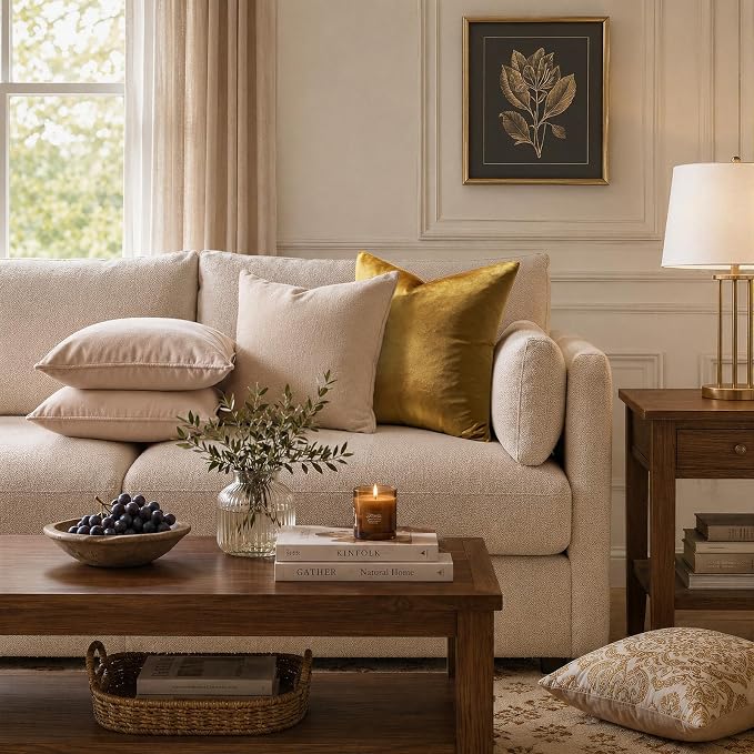 GIGIZAZA Golden Throw Pillow Covers 22x22 Decorative Velvet Cushion Covers Pack - Image 7