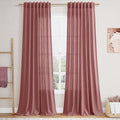 Canyon Rose Linen Curtains 102 Inches Long Rod Pocket Back Tab Drapes 2 Panels by Nanspring