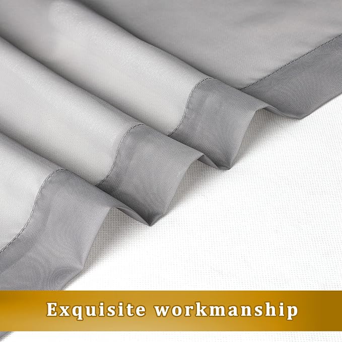 Aiyufeng Charcoal Grey Sheer Curtains 36 inches Long 2 Panels Set, Short Sheer - Image 4