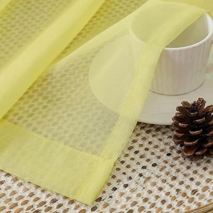 Aiyufeng Lemon Sheer Curtains 63 Inch Length 2 Panels Set - Image 4