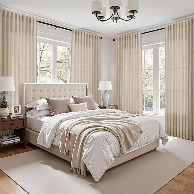 Nanspring Eggshell Beige Curtains 90 Inches Long - Image 7