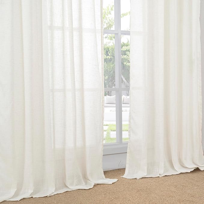 BGment Linen Semi Sheer Curtains 80 Inch Length - Image 8