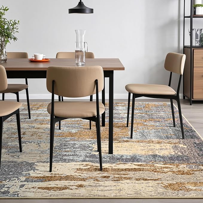 Toneed Abstract Area Rug Modern Washable Rug Soft Non Slip Rug Low Pile - Image 4