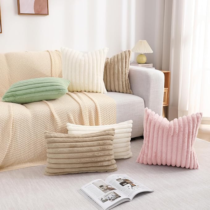 decorUhome Cozy Faux Fur Throw Pillow Covers 12x20 Set of 2 Decorative Soft - Image 9
