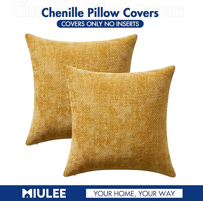 MIULEE Pack of 2 Euro Sham Pillow Covers 24x24 Inch Neutral Gold Modern Boho - Image 7