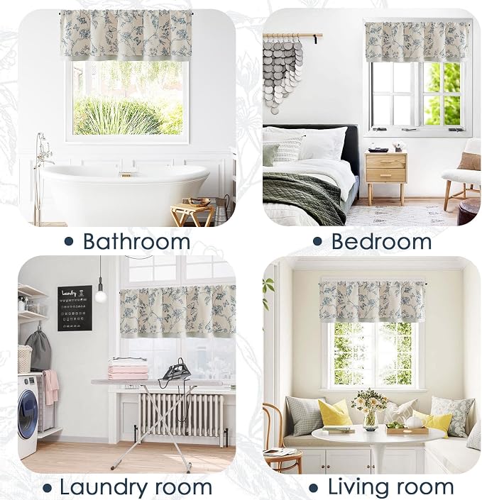 jinchan Floral Curtain Valance for Windows 16 Inch Linen Valance for Kitchen - Image 9