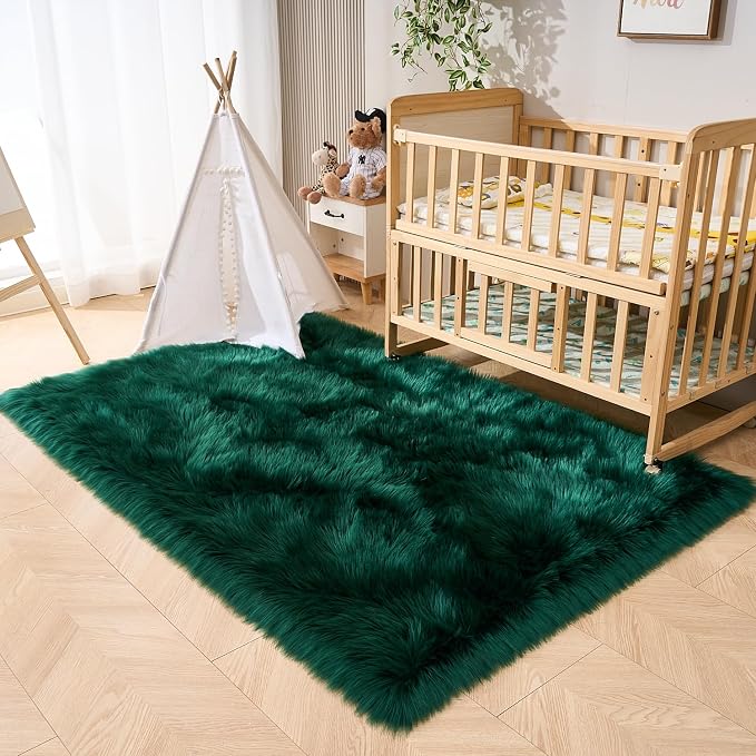 EasyJoy Ultra Soft Fluffy Shaggy Area Rug Faux Fur Rug Chair Cover Seat Pad - Image 7
