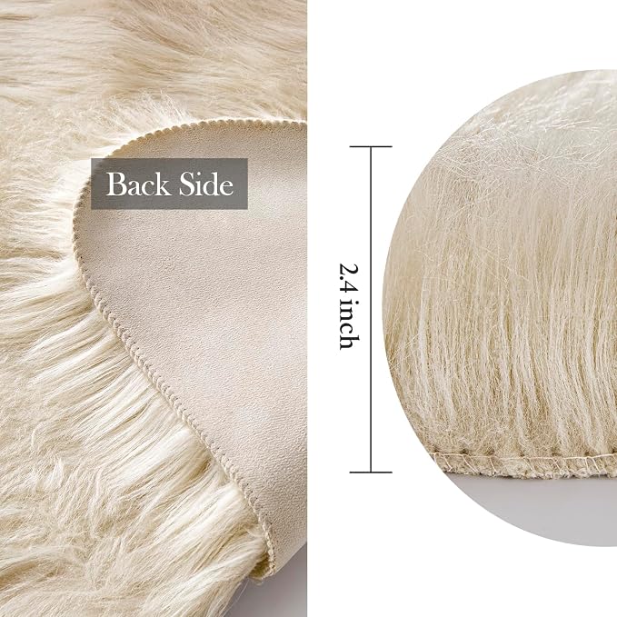 MIULEE Fluffy Rug Soft Shaggy Faux Fur Area Rug Luxury Plush Cloud Shape Carpet - Image 2